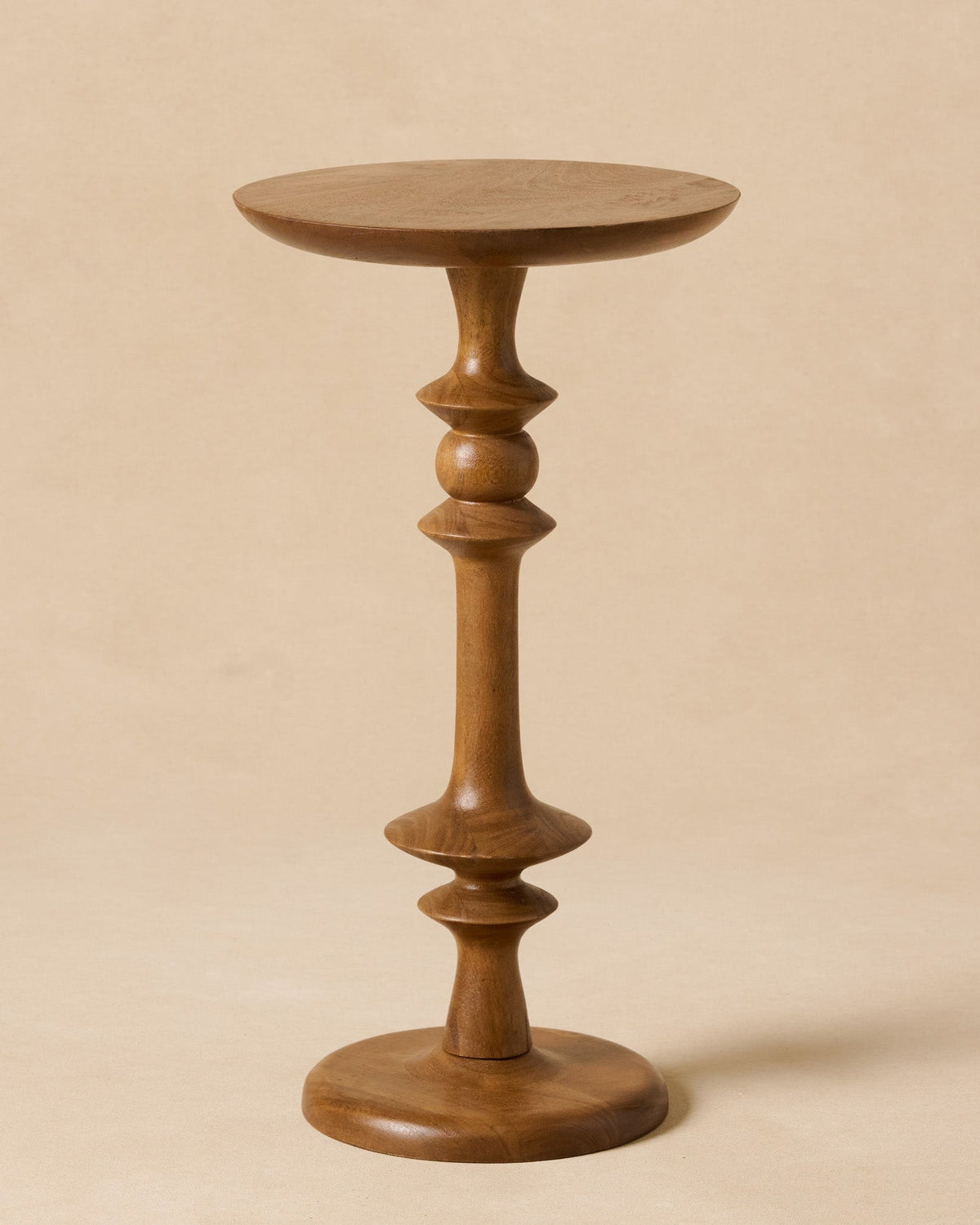 Mavelle Enzo Turned Wood Drink Table side table - Styled in Room