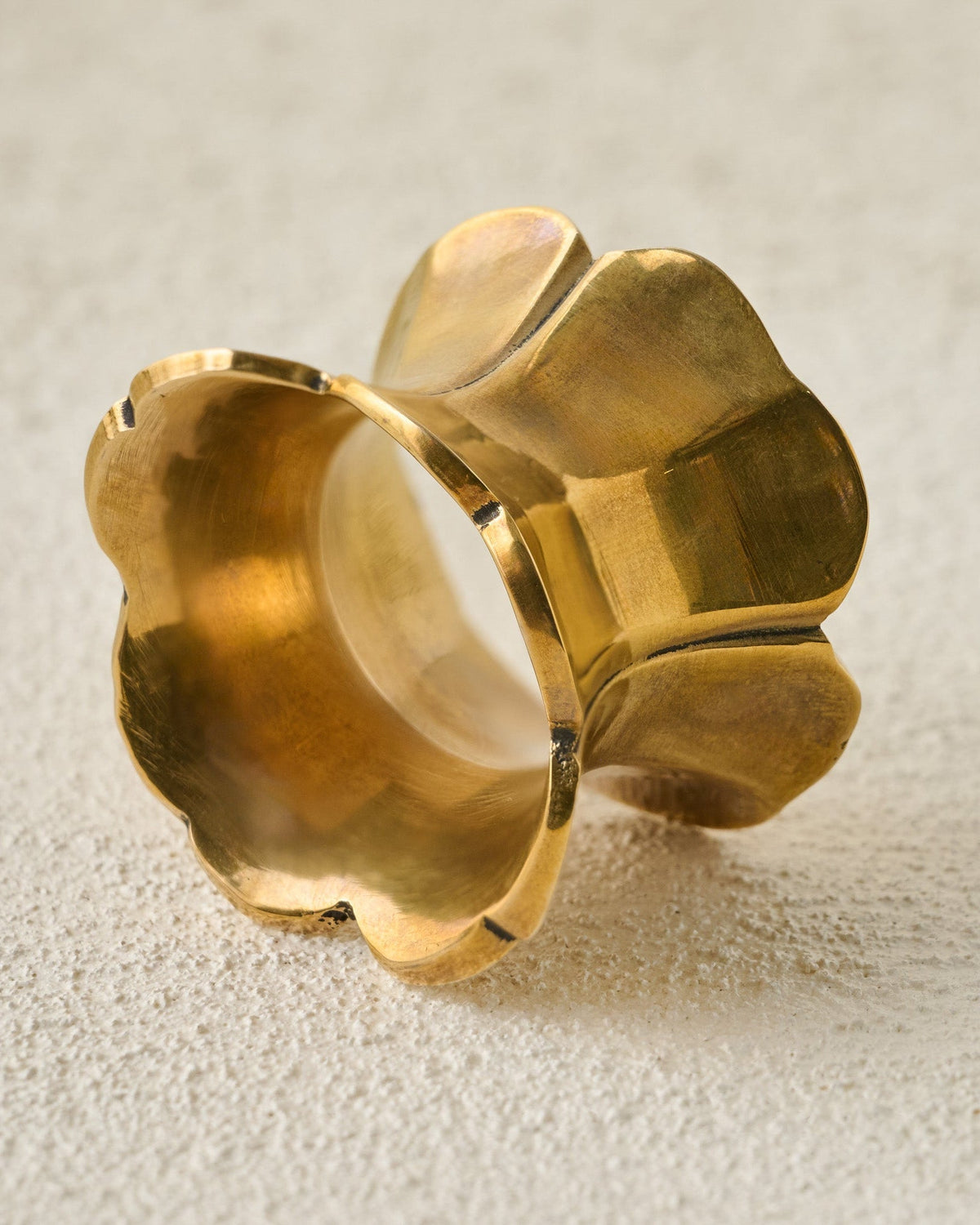 Mavelle Antique Brass Ruffle Napkin Ring Set of Four napkin ring set