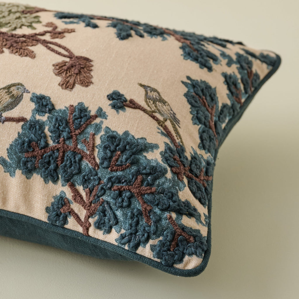 Mavelle Bennett Embroidered Lumbar Pillow throw pillow - Styled in Room