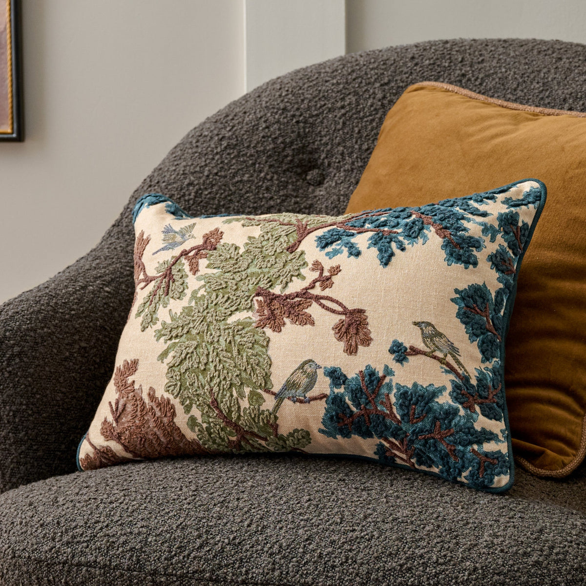 Mavelle Bennett Embroidered Lumbar Pillow throw pillow - Detail View