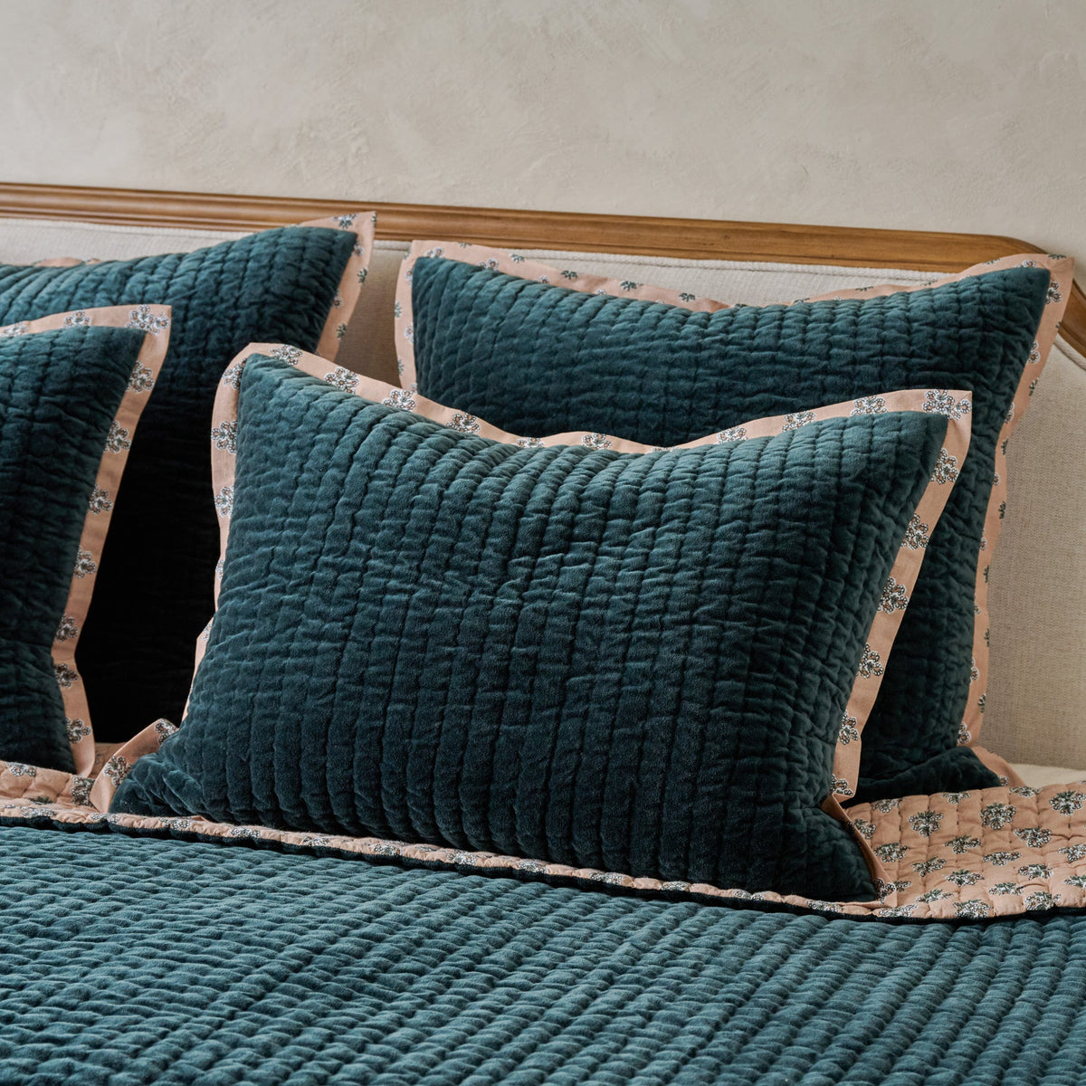 Mavelle Magical Forest Audrey Velvet Block Print Quilt & Sham Set (King) quilt - Detail View