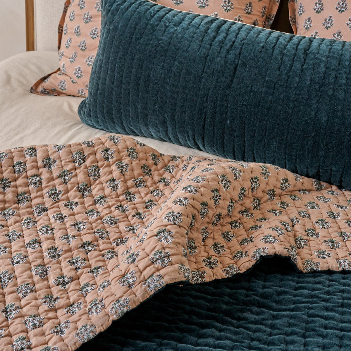 Mavelle Magical Forest Audrey Velvet Block Print Quilt & Sham Set (King) quilt