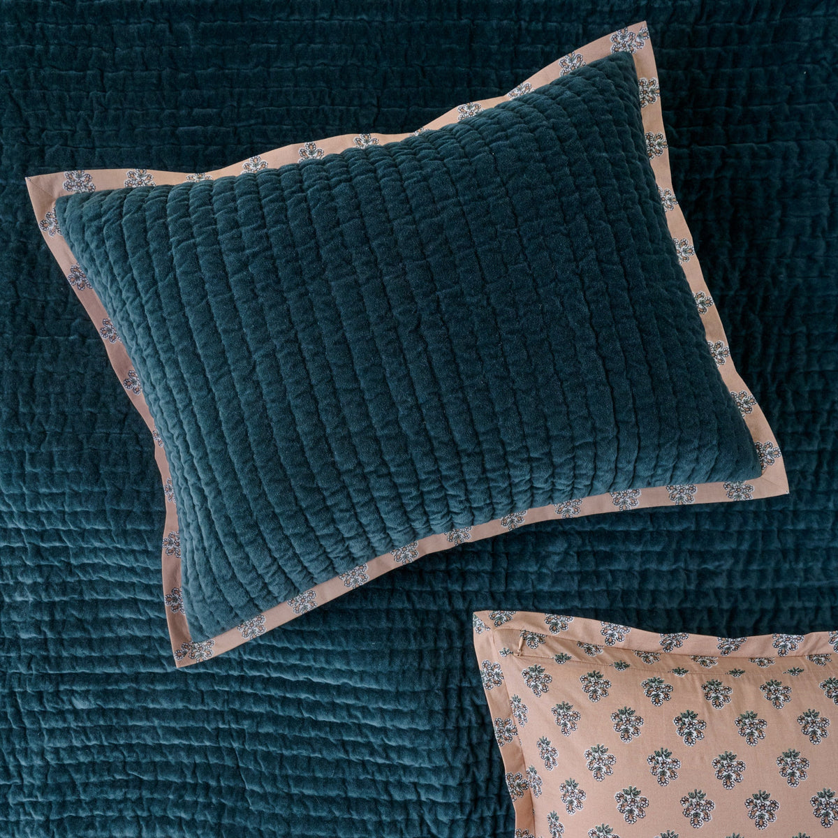 Mavelle Magical Forest Audrey Velvet Block Print Quilt & Sham Set (King) quilt - Close-Up