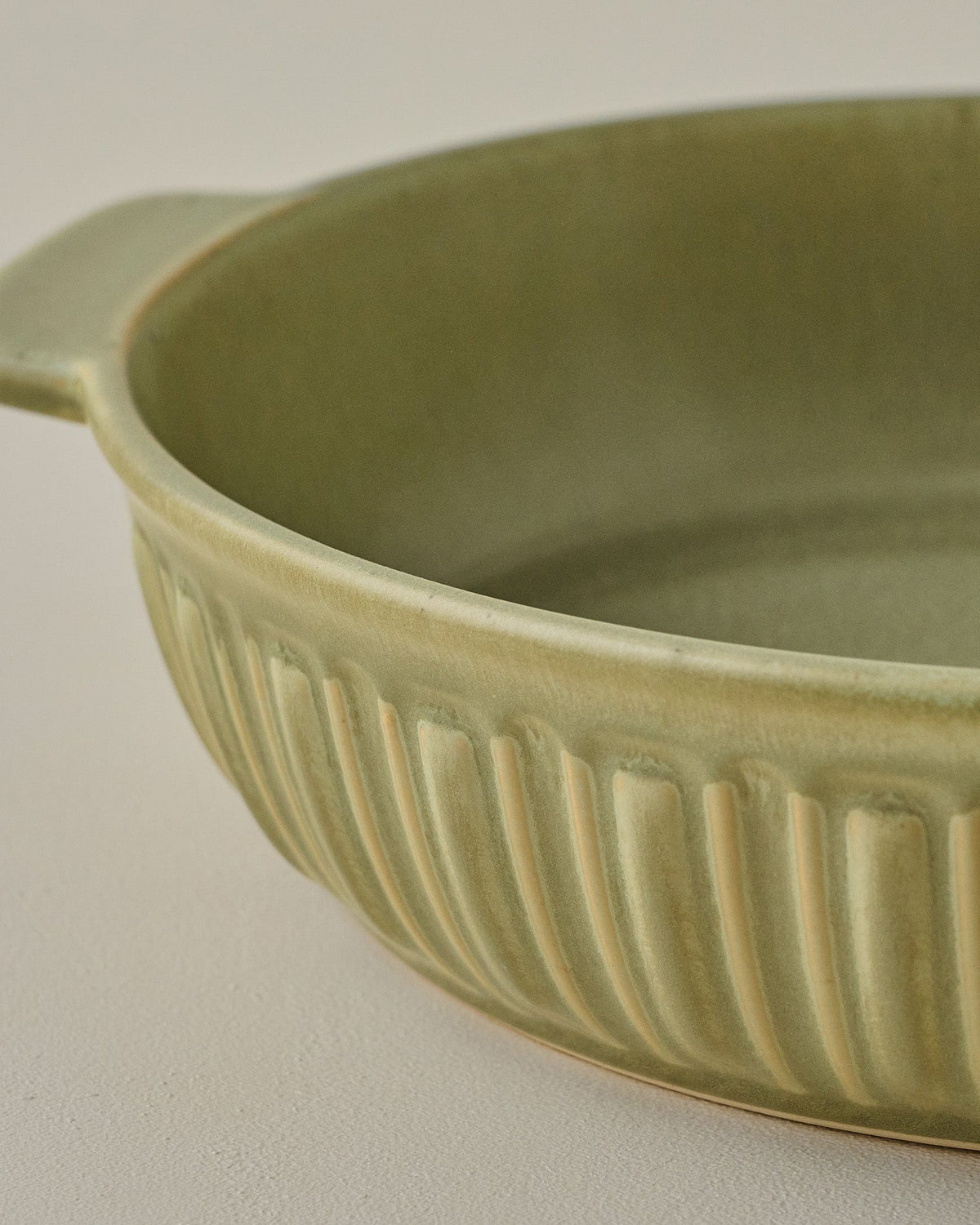 Mavelle The Cottage Collection Laurel Green Round Baking Dish baking dish - Styled in Room