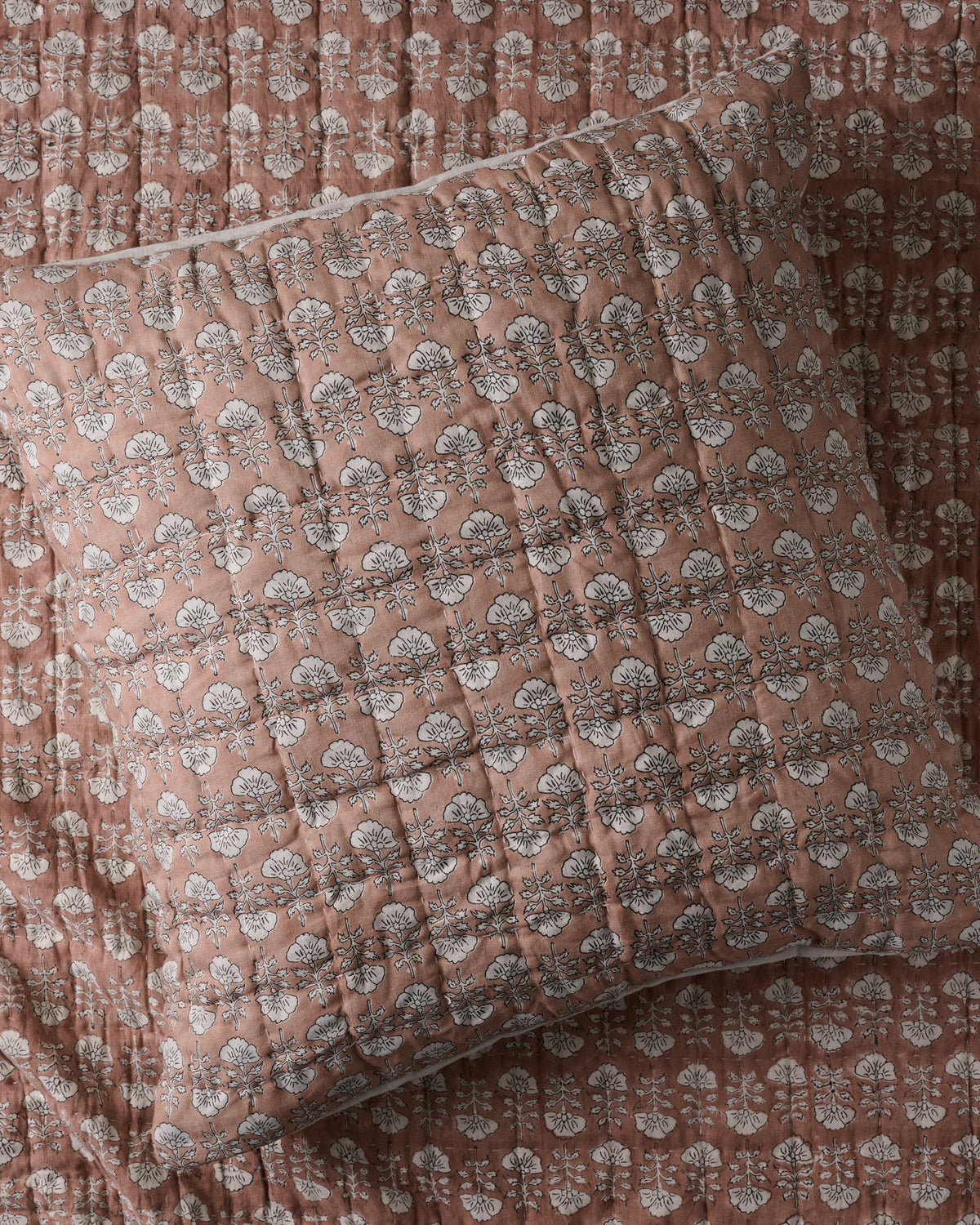 Mavelle Flora Block Printed Sham - Desert Clay pillow sham - Styled in Room