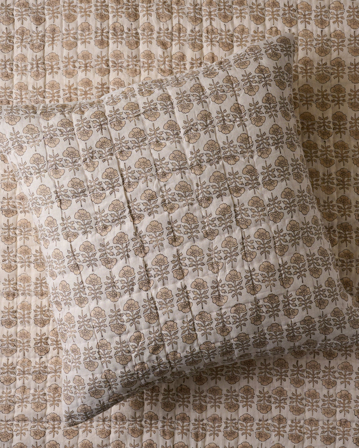 Mavelle Flora Block Printed Sham - Natural (Euro) pillow sham