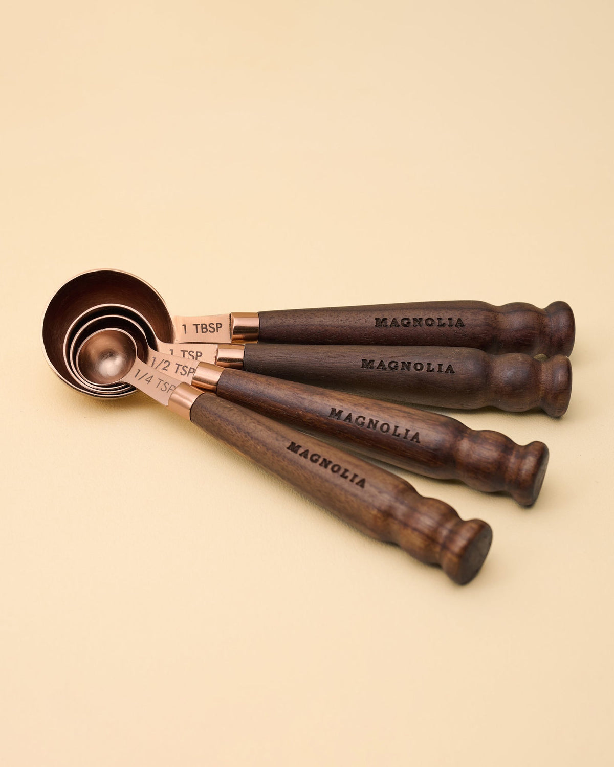 Mavelle Walnut & Copper Measuring Spoons kitchen tool - Detail View