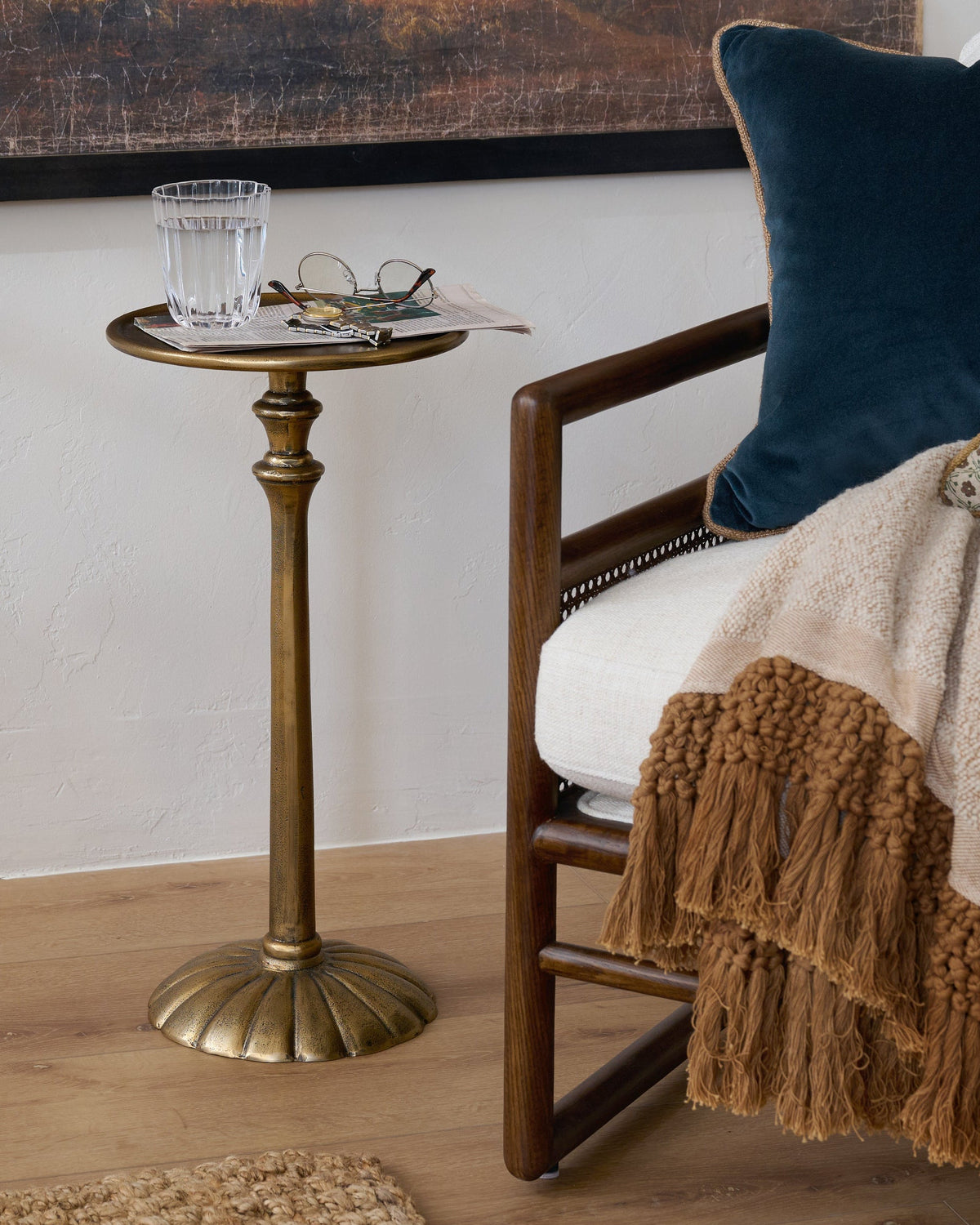 Mavelle Antiqued Brass Drink Table side table - Detail View
