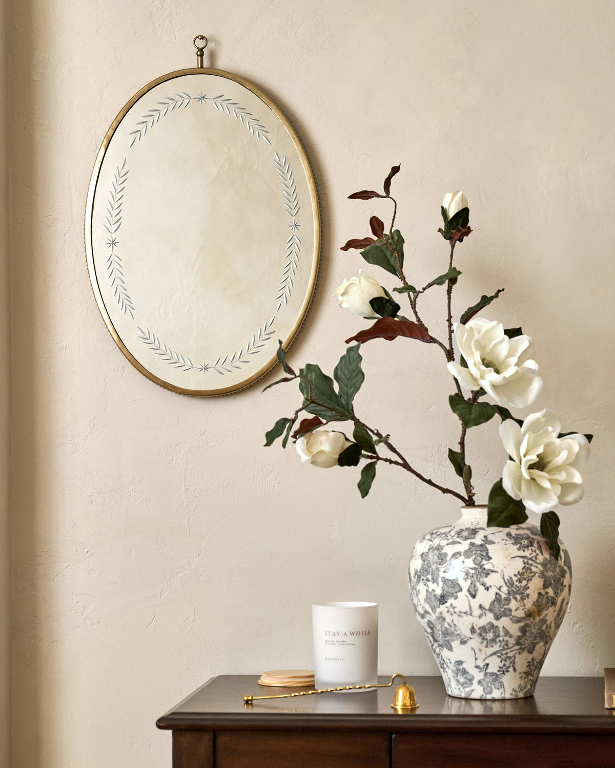 Mavelle Juliet Etched Oval Mirror mirror - Detail View