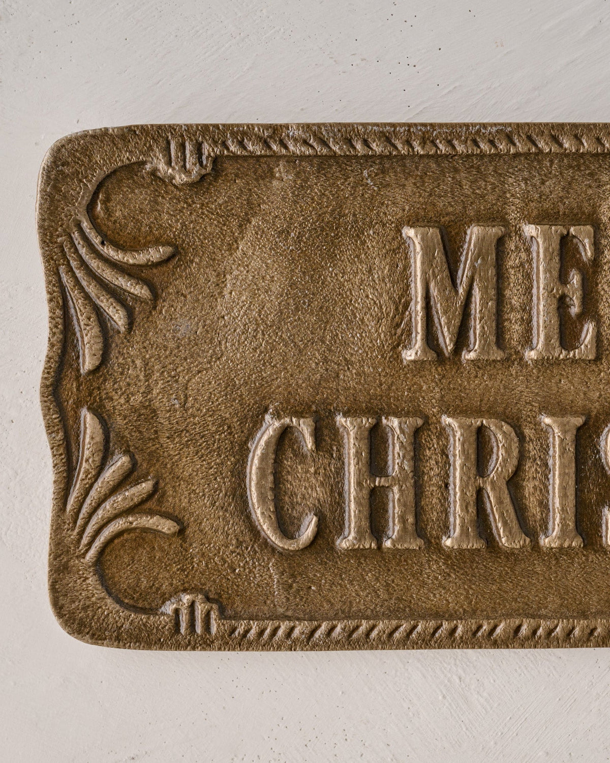 Mavelle Antique-Inspired Merry Christmas Plaque wall decor piece - Styled in Room