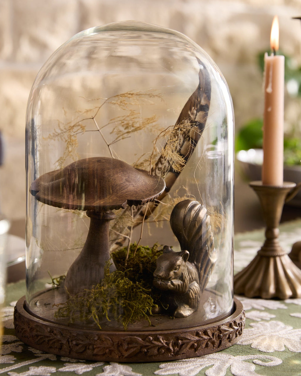 Mavelle Hand-Carved Decorative Wooden Mushroom, Set of 3 decorative accent - Side View