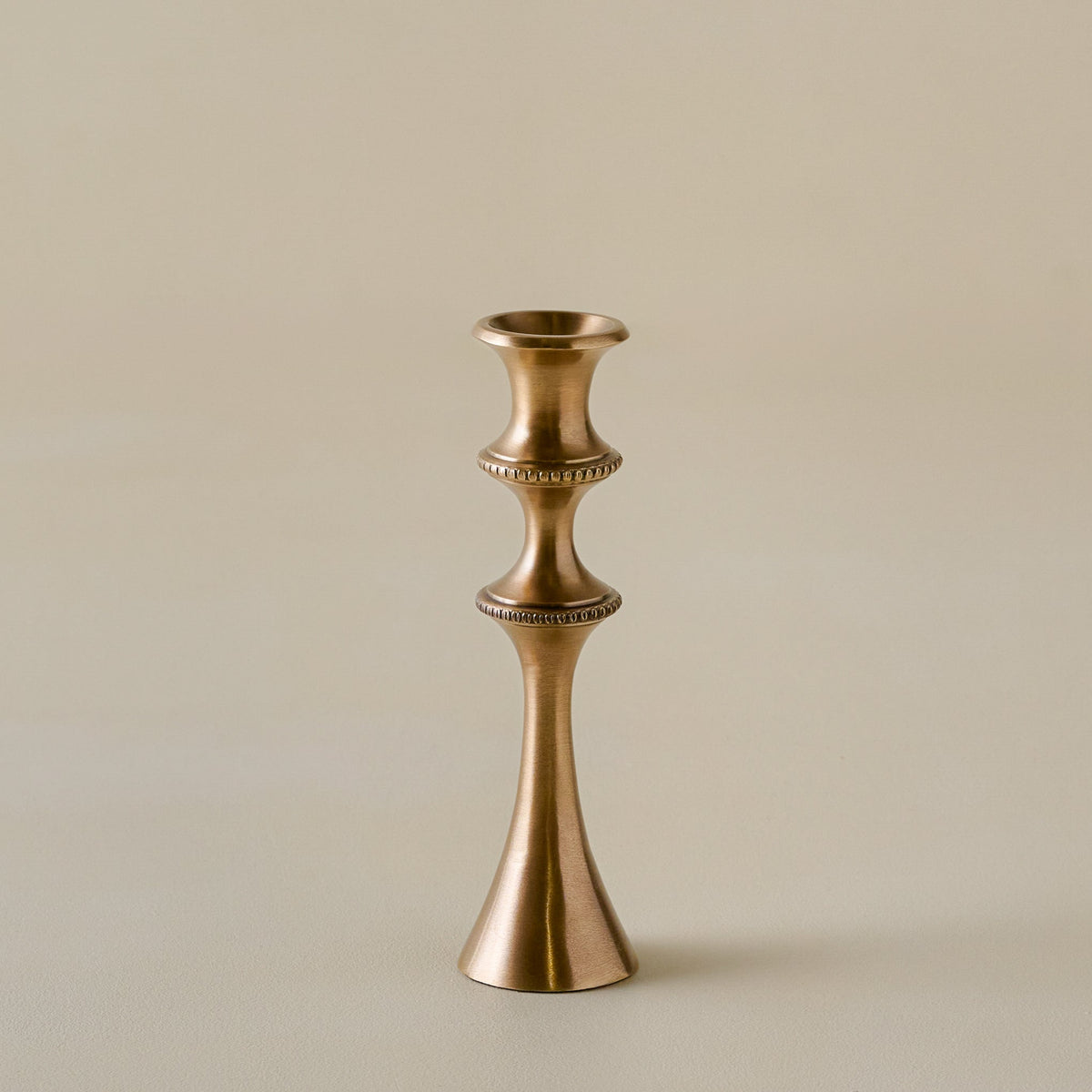 Mavelle Adler Antiqued Brass Etched Taper Holder candle holder - Styled in Room