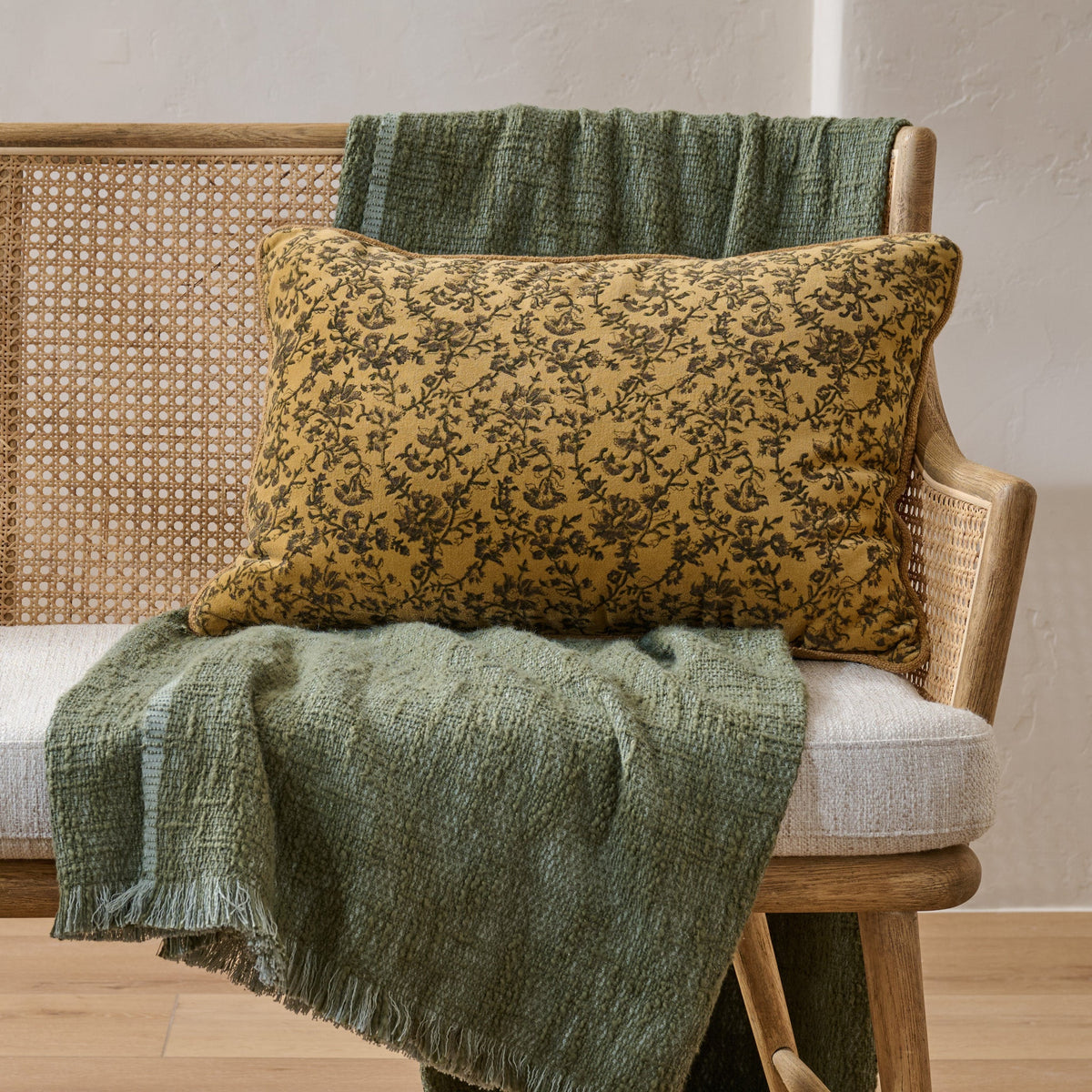 Mavelle Velvet Amber Vines Lumbar Pillow throw pillow - Detail View