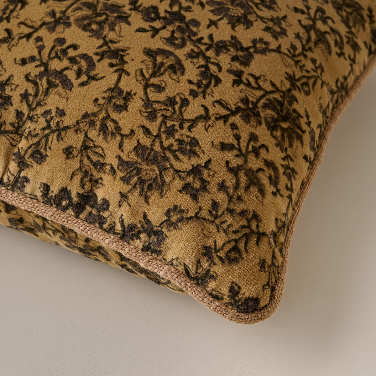 Mavelle Velvet Amber Vines Lumbar Pillow throw pillow - Styled in Room
