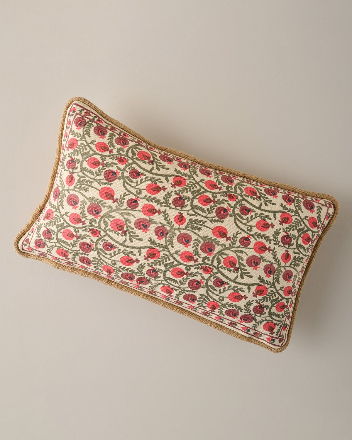 Mavelle Festive Pomegranate Block Print Small Lumbar Pillow throw pillow