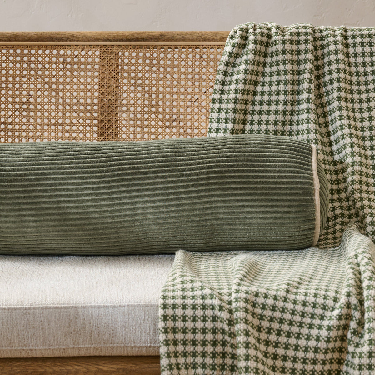 Mavelle Channeled Velvet Bolster Pillow throw pillow - Detail View