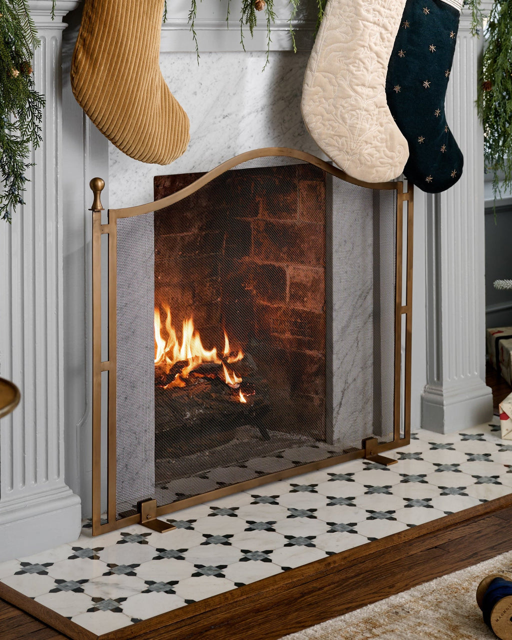 Mavelle Shepherd Brass Fireplace Screen fireplace accessory