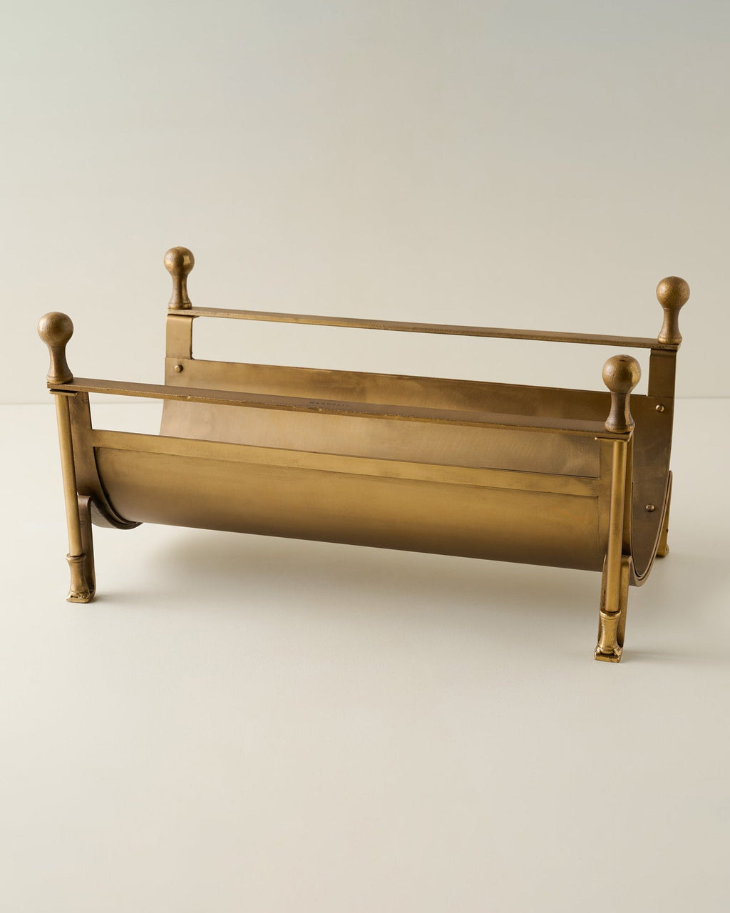 Mavelle Shepherd Brass Log Holder fireplace accessory