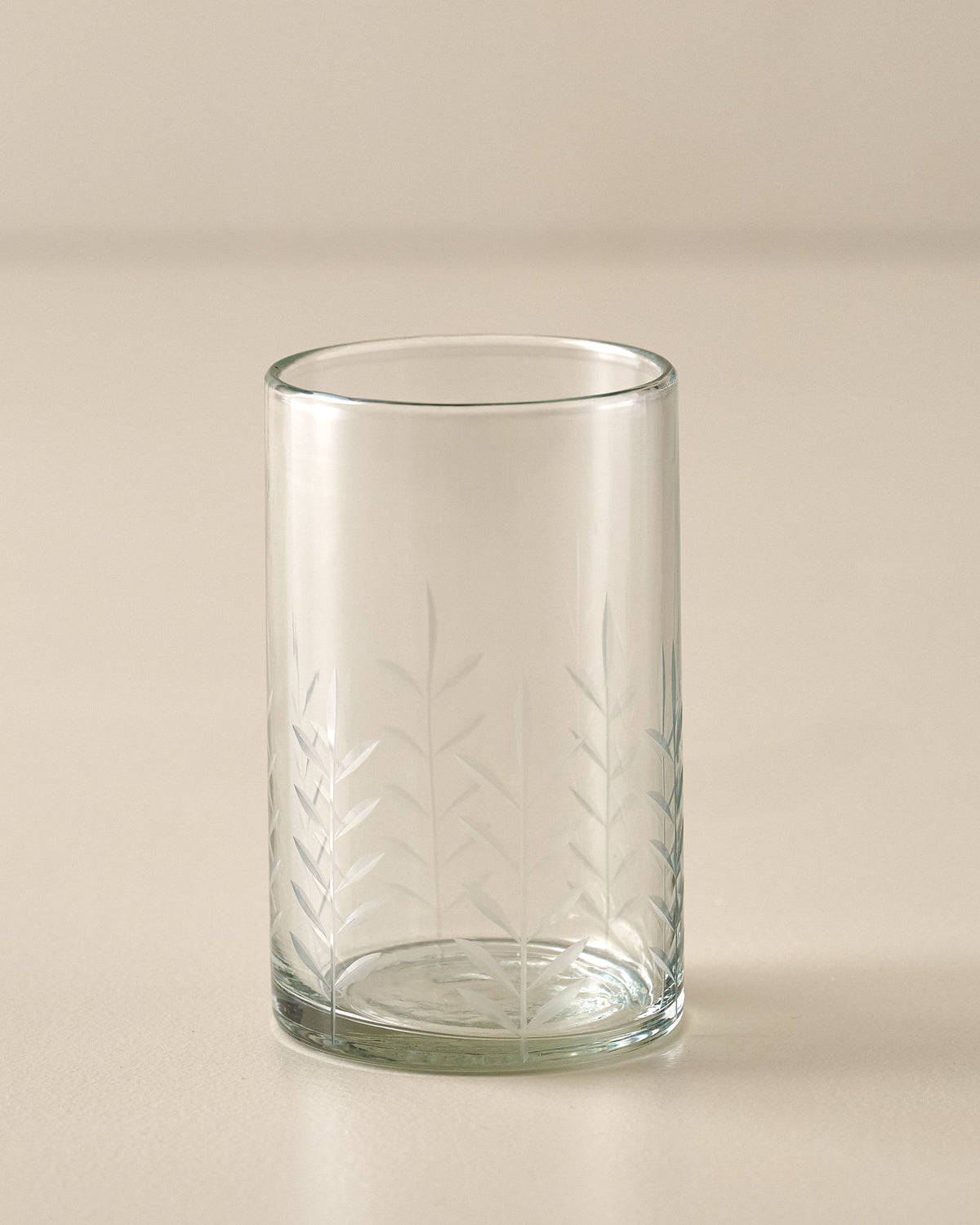 Mavelle Marlowe Etched Glass Tumbler drinking glass - Styled in Room