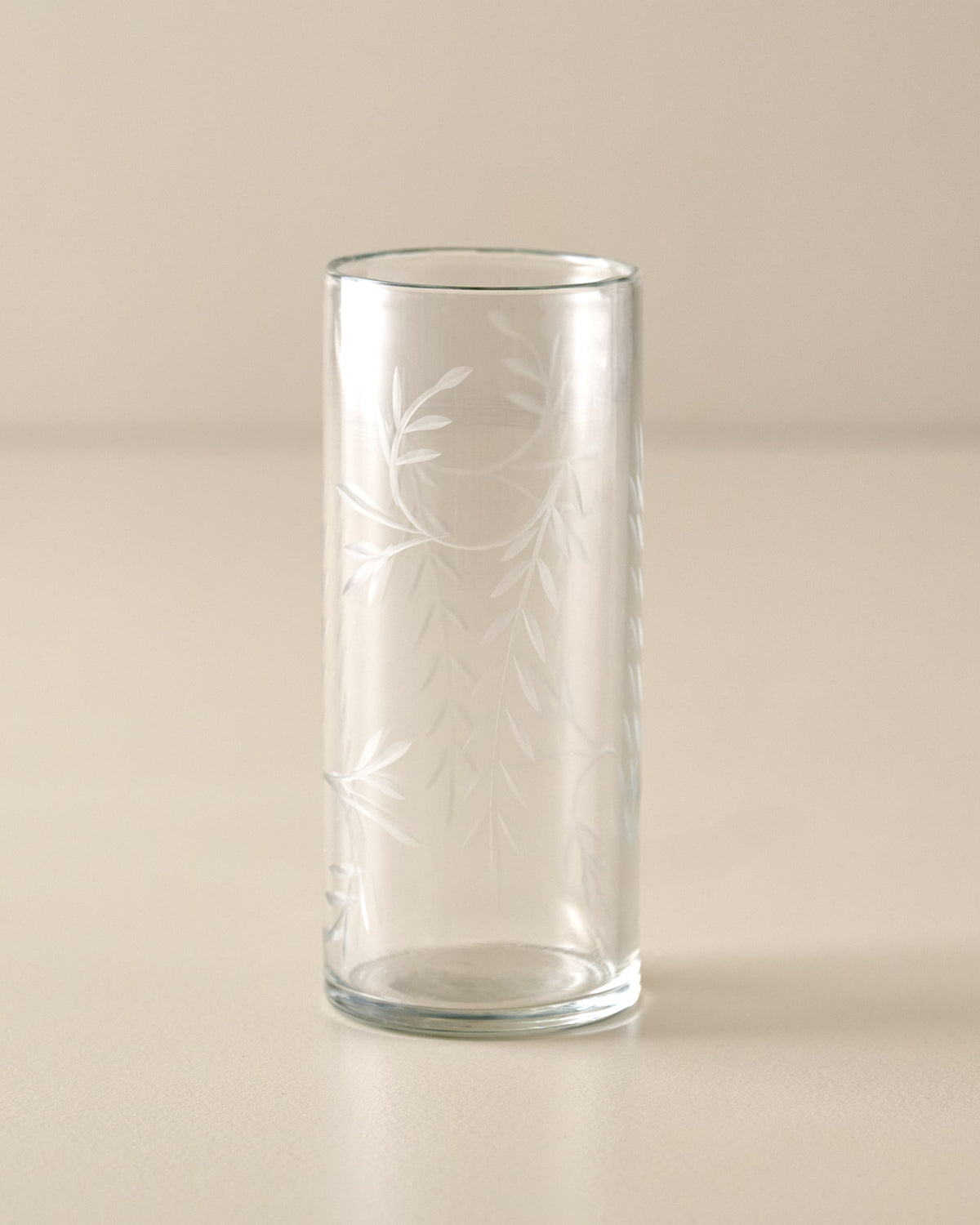 Mavelle Marlowe Etched Glass Tumbler drinking glass - Side View