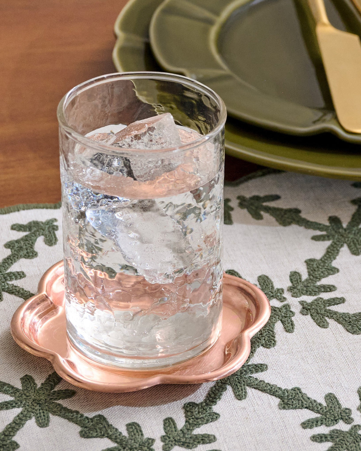 Mavelle Antique Copper Scalloped Coaster Set of Four coaster set - Styled in Room
