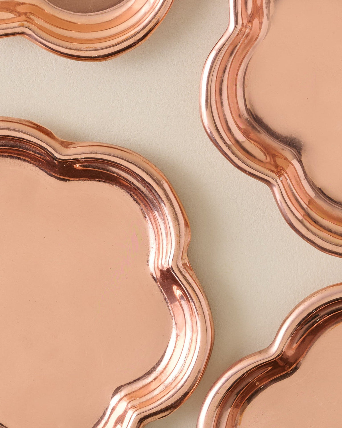 Mavelle Antique Copper Scalloped Coaster Set of Four coaster set