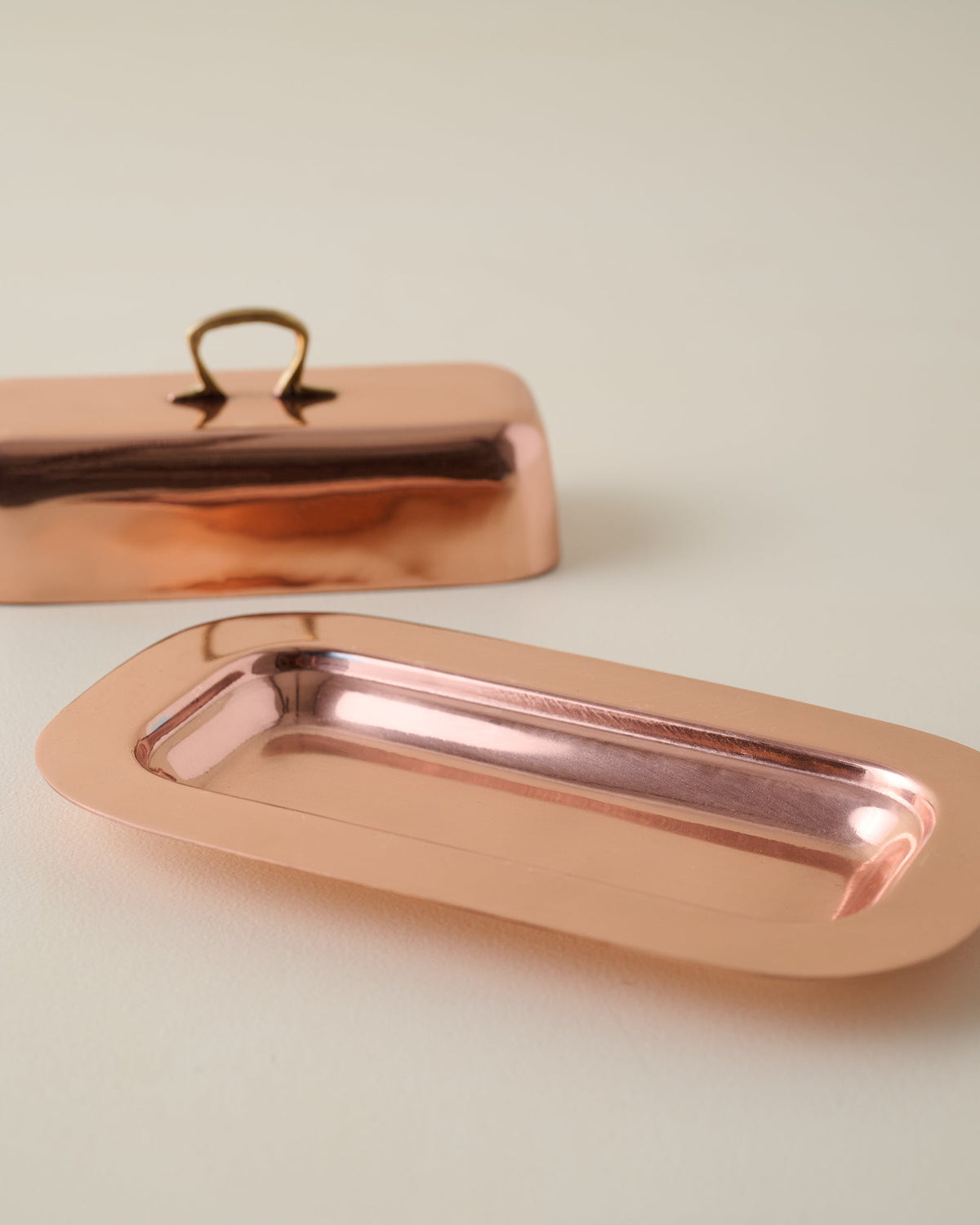 Mavelle Antique Copper Butter Dish kitchen storage piece - Styled in Room