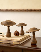 Mavelle Hand-Carved Decorative Wooden Mushroom, Set of 3 decorative accent - Detail View