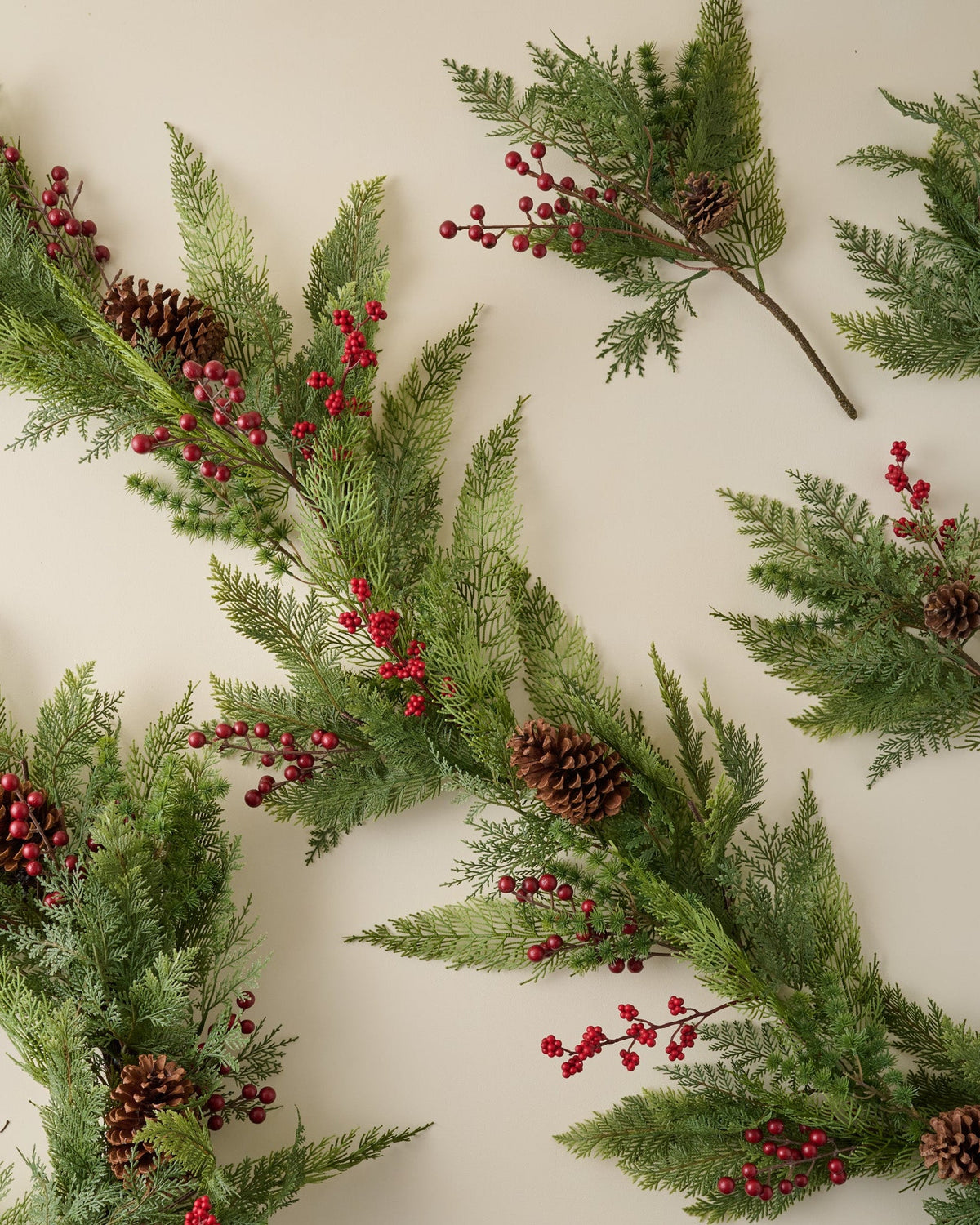 Mavelle Real Touch Foraged Red Berry Pine Wreath wreath - Close-Up