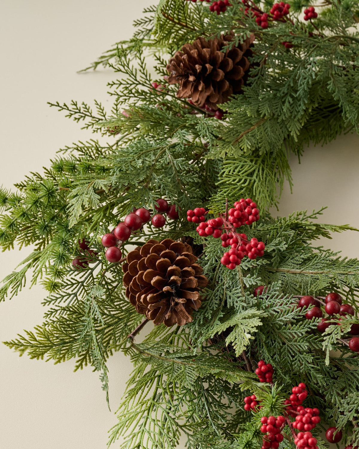 Mavelle Real Touch Foraged Red Berry Pine Wreath wreath - Styled in Room