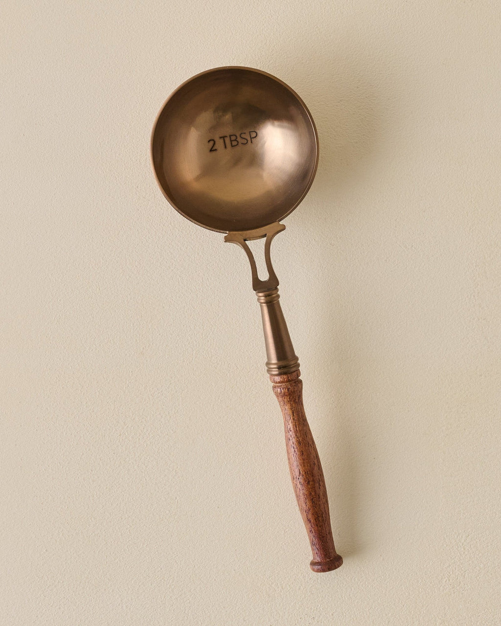 Mavelle Antique Copper & Wood Coffee Scoop kitchen tool - Detail View