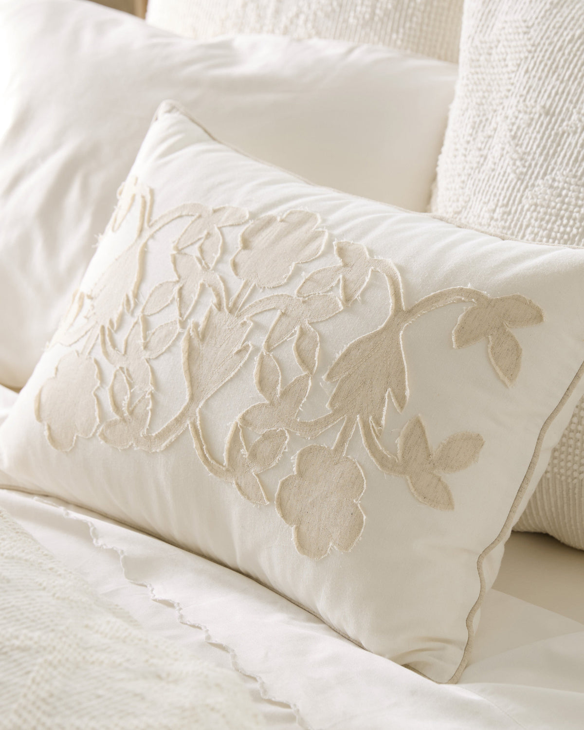 Mavelle Floral Applique Lumbar Pillow throw pillow - Detail View