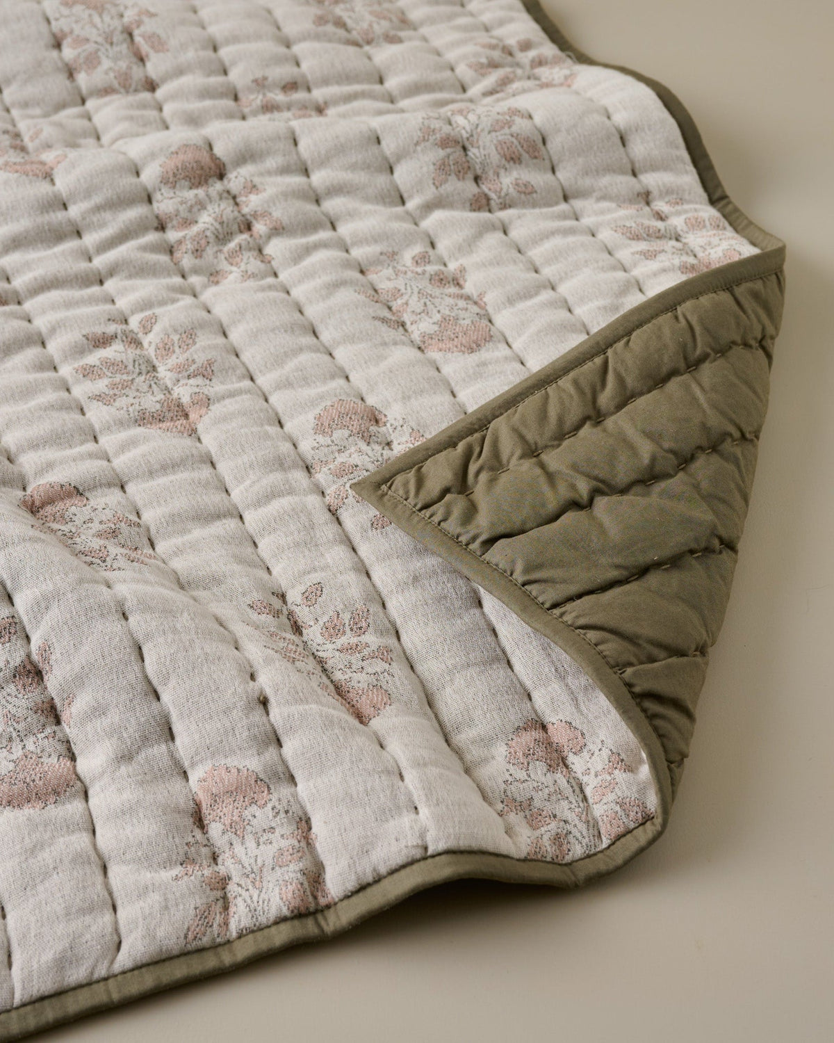 Mavelle Floral Jacquard Kantha Quilt & Sham Set (Queen) quilt - Styled in Room