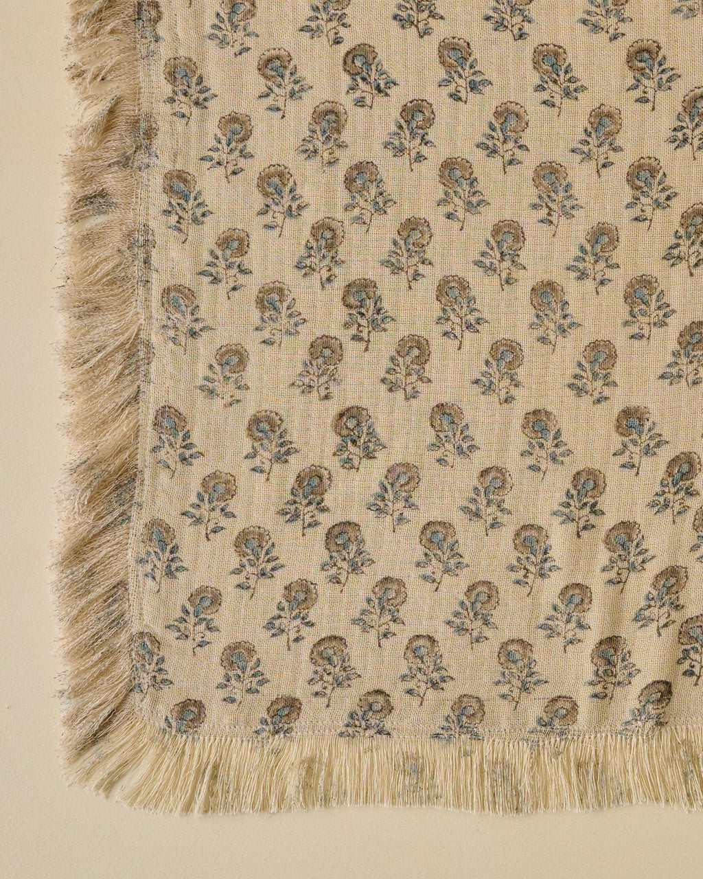 Mavelle Floral Block Print Reversible Throw throw blanket - Styled in Room
