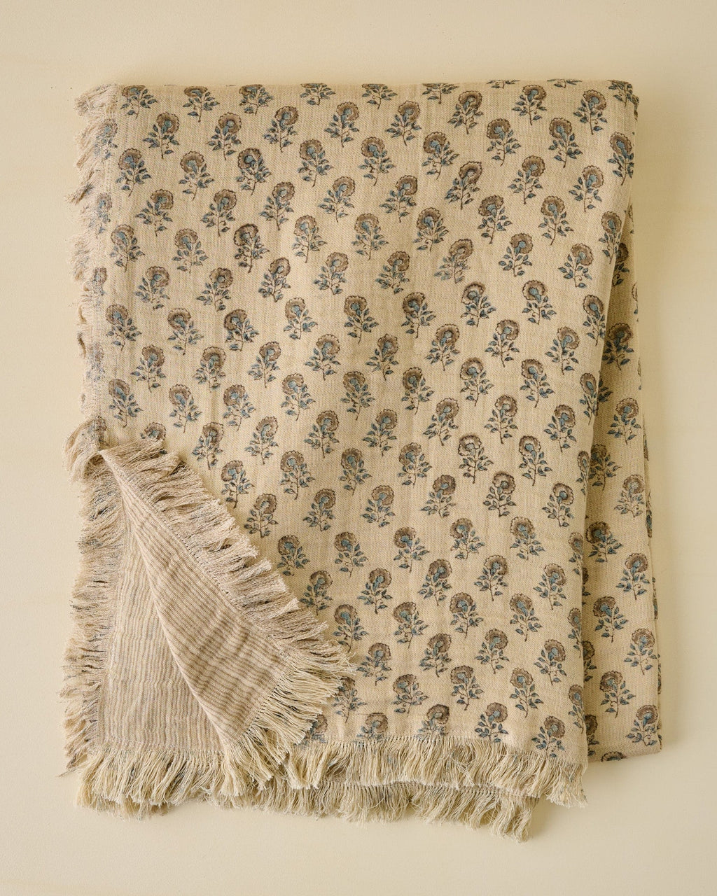 Mavelle Floral Block Print Reversible Throw throw blanket - Detail View
