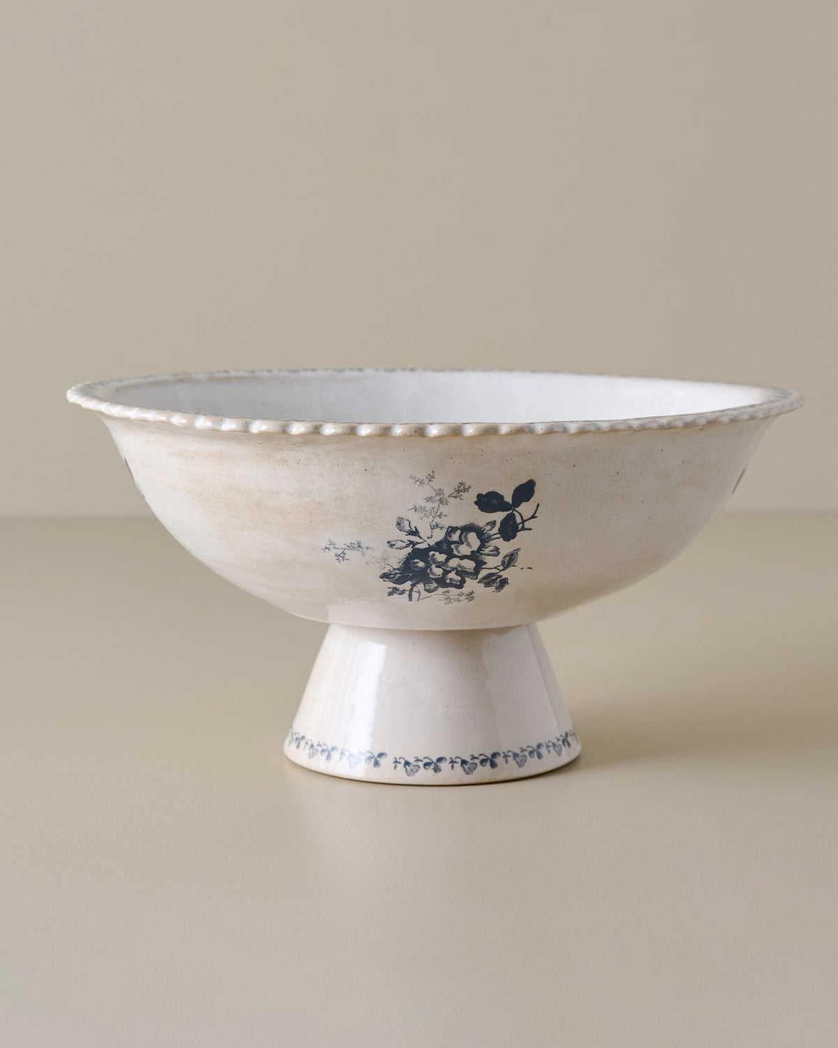 Mavelle Heirloom Garden Floral Pedestal Serving Bowl serving piece - Detail View