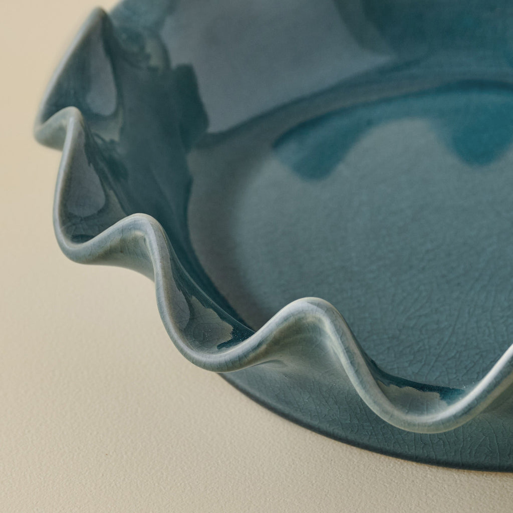 Mavelle Vintage Blue Scalloped Pie Dish baking dish - Styled in Room