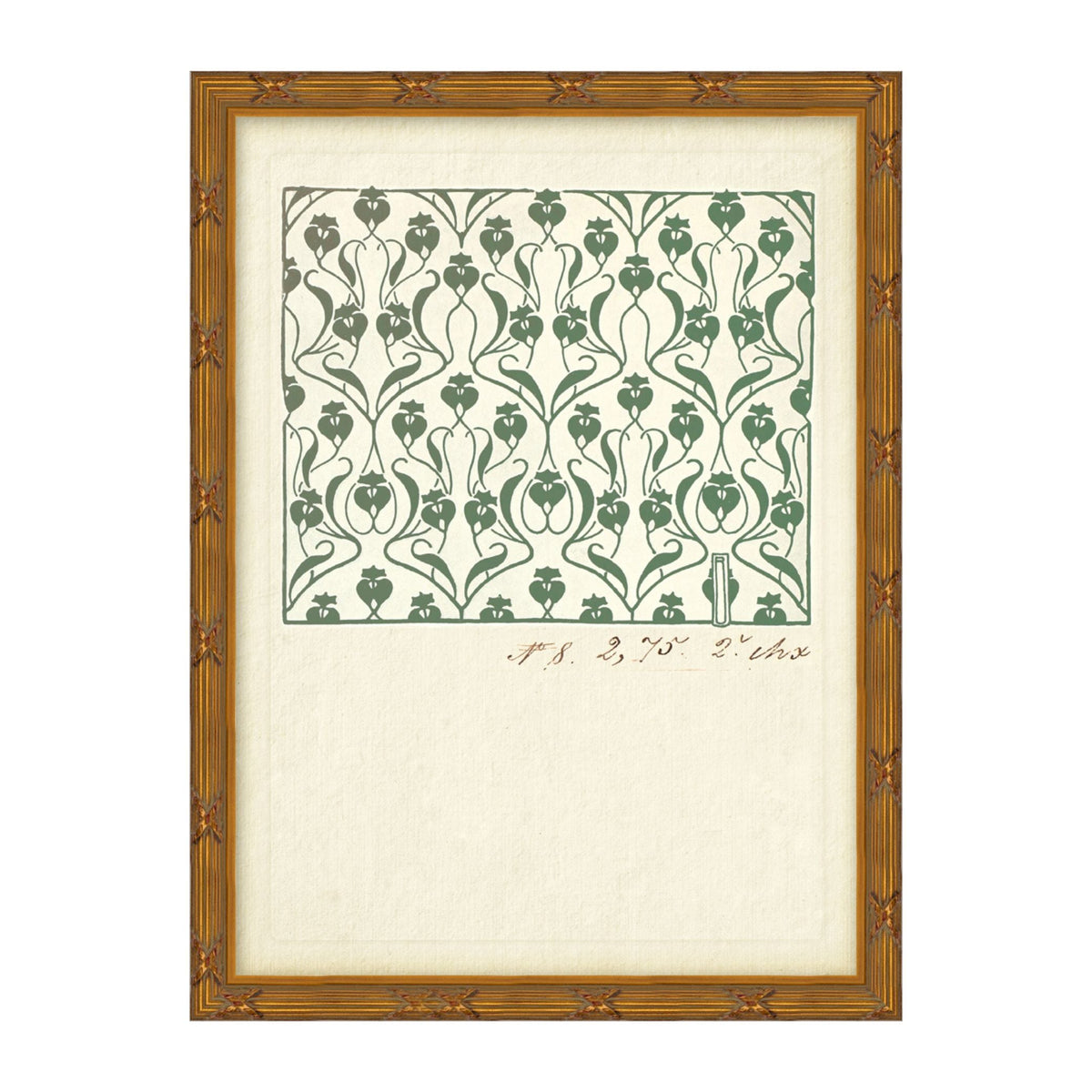 Mavelle Antique Floral Block Print No.8 framed wall art