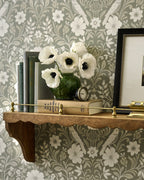 Mavelle Quinn Wood and Brass Railing Shelf wall shelf - Styled in Room