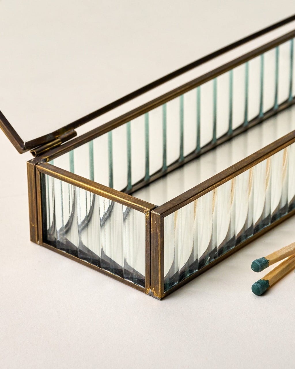Mavelle Glass & Brass Matchstick Holder candle