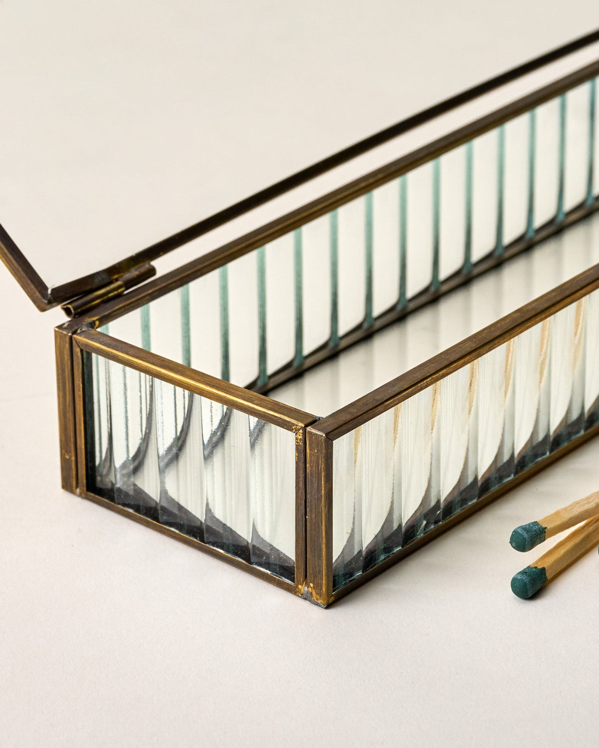 Mavelle Glass & Brass Matchstick Holder candle