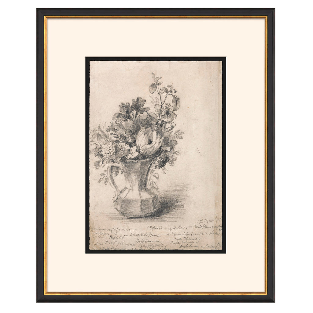 Mavelle Vintage Floral Sketch I framed wall art - Detail View