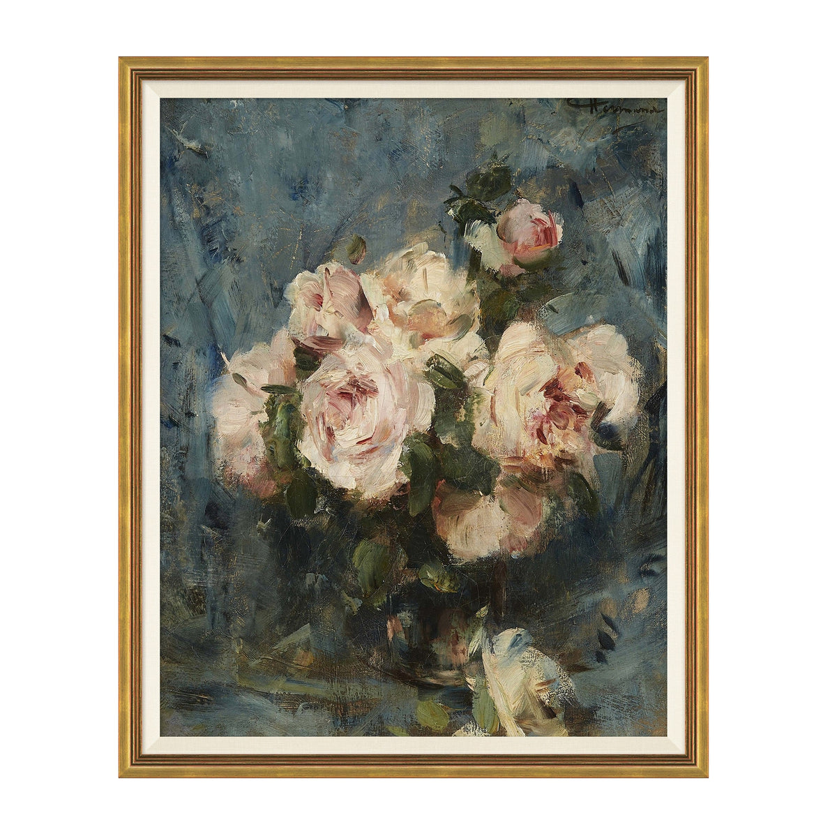 Mavelle Still Life with Roses in a Glass Vase framed wall art