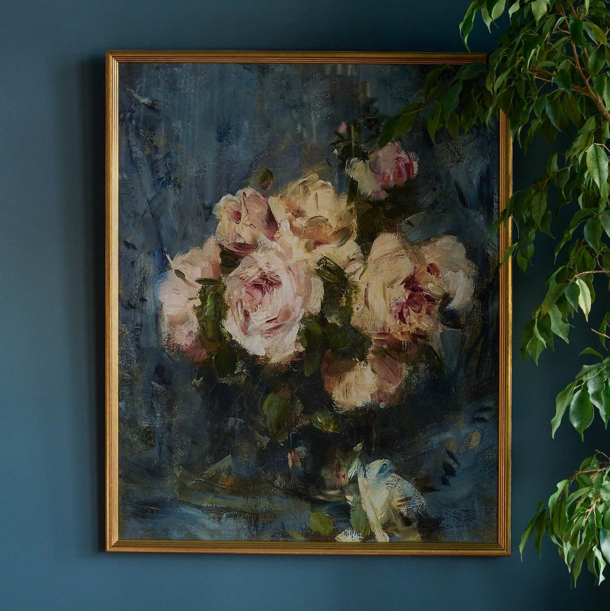 Mavelle Still Life with Roses in a Glass Vase framed wall art - Detail View