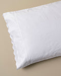 Mavelle Optic White Scalloped Edge Sheet Set bedding - Close-Up