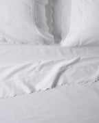Mavelle Optic White Scalloped Edge Sheet Set bedding - Detail View