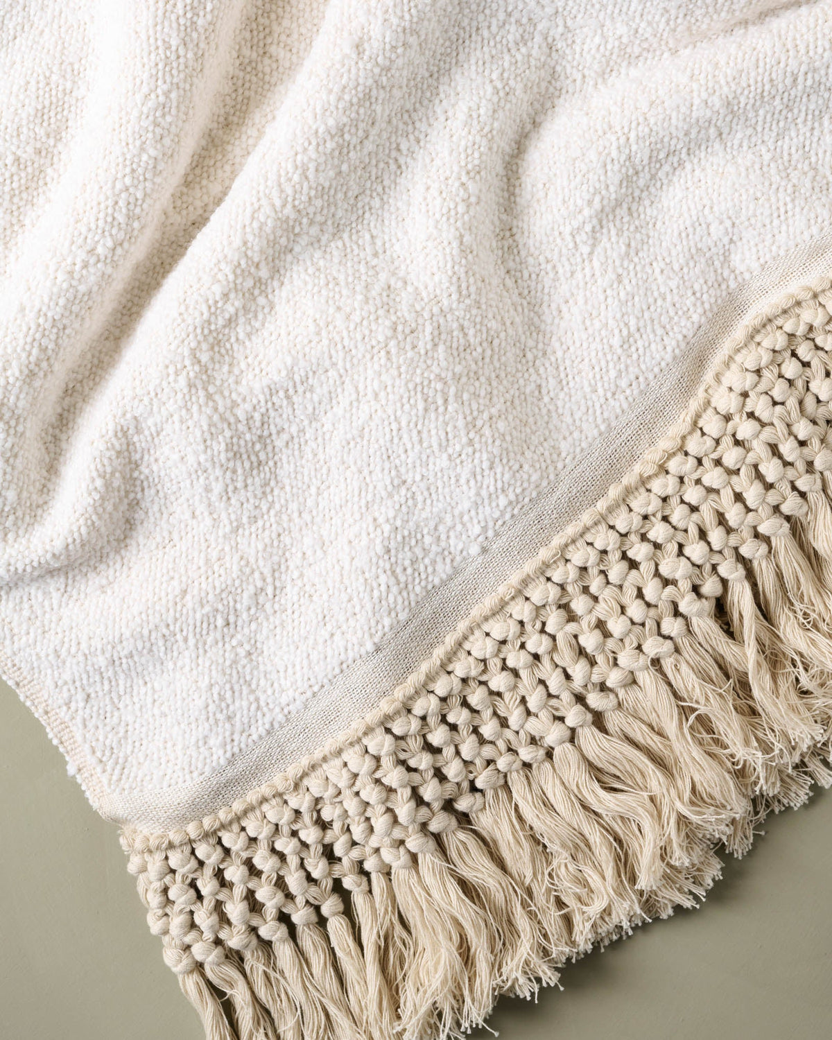 Mavelle Antique White Essential Tassel Throw throw blanket - Side View