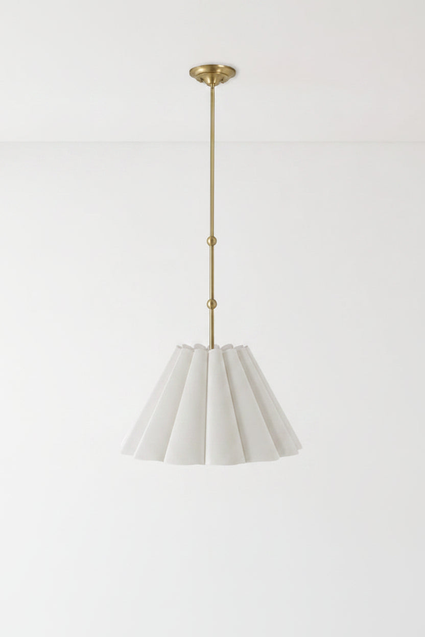 Mavelle Odette Linen Scallop Pendant (12"-20") pendant light - Styled in Room