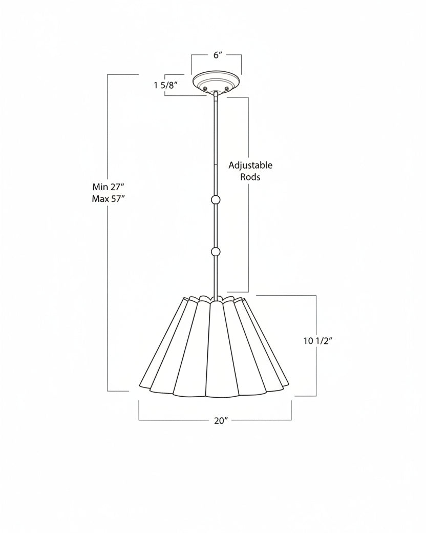 Mavelle Odette Linen Scallop Pendant (12"-20") pendant light - View 9