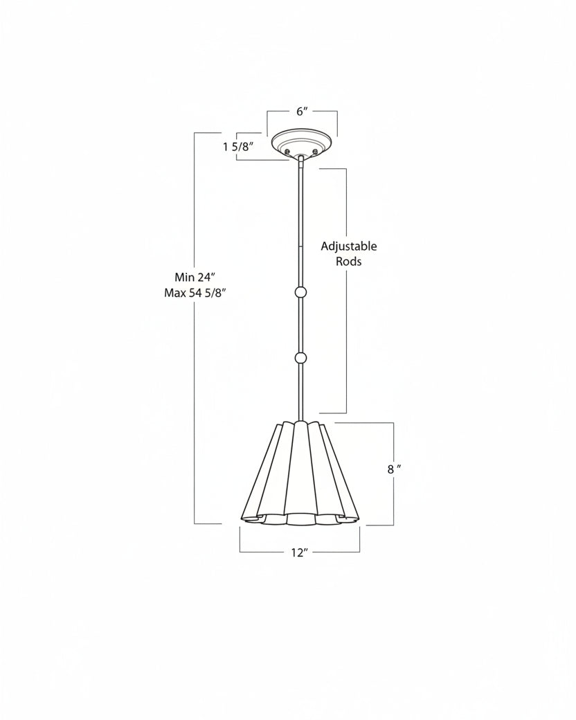 Mavelle Odette Linen Scallop Pendant (12"-20") pendant light - View 10
